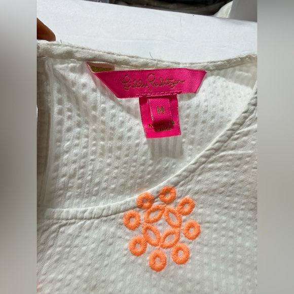 LILLY PULITZER White and Orange embroidered LILLIANA peplum Top size M - Picture 13 of 15